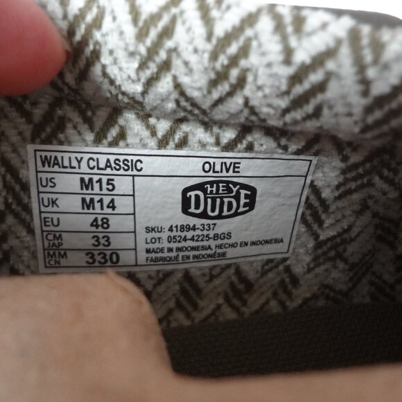 NWT Hey Dude Men\'s Wally Classic Shoes Olive Green Leather Mens Shoes Size 15 main image 11